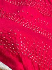 Pista & Red Kantha with Bandhani Fusion Saree