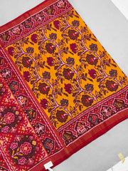 Maroon & musterd creeper design ikat Patola