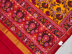 Maroon & musterd creeper design ikat Patola