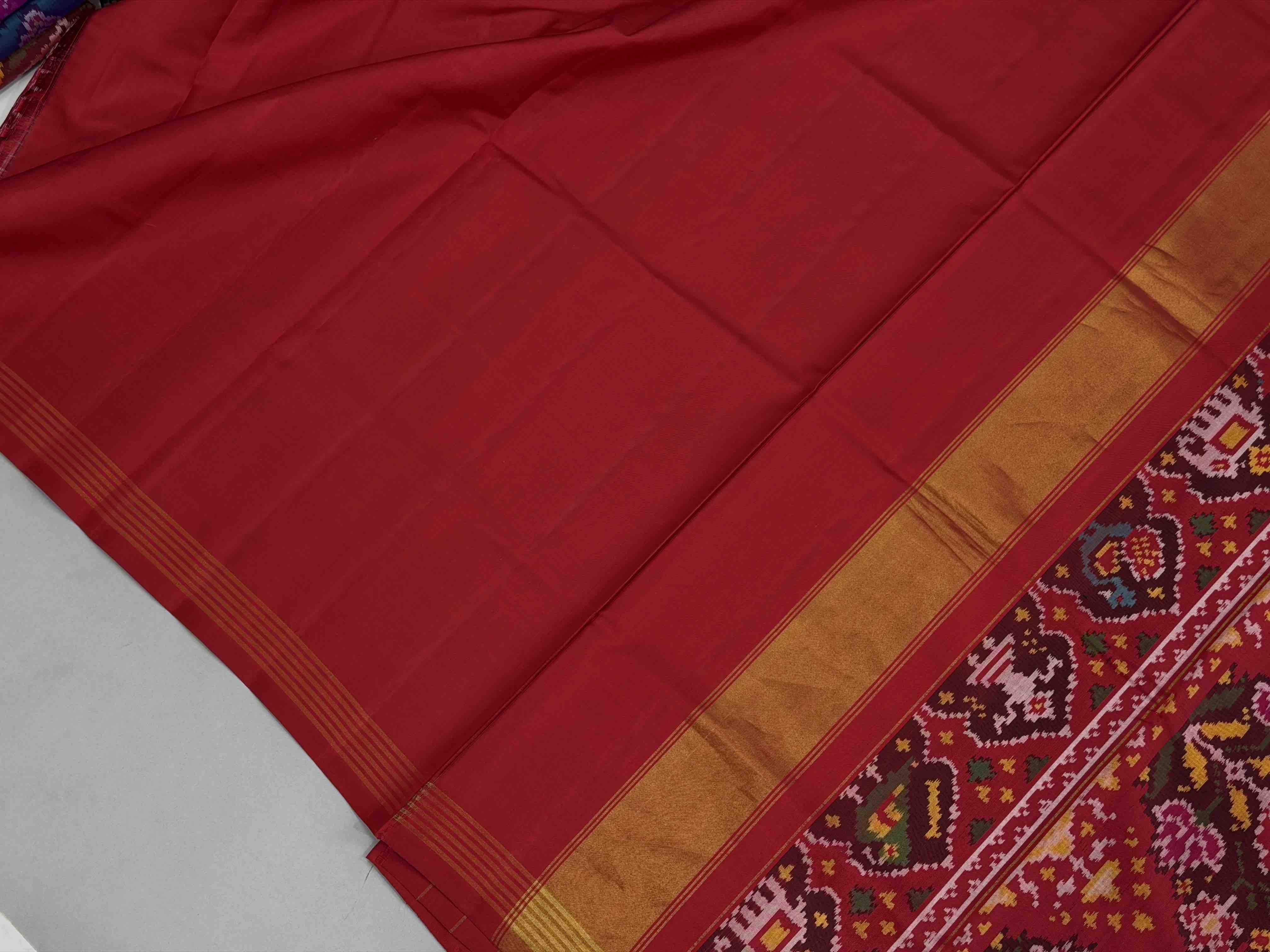 Maroon & musterd creeper design ikat Patola