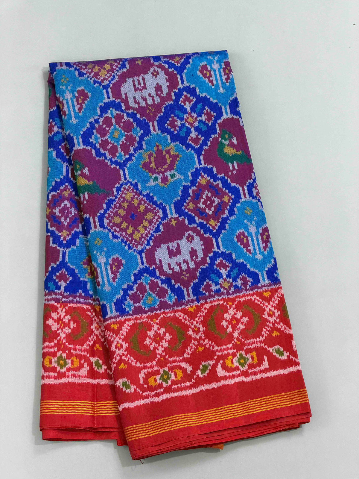 Red & Blue figure Design Patola Saree