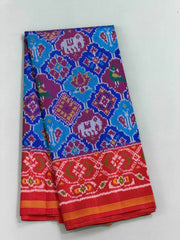 Red & Blue figure Design Patola Saree