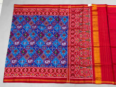 Red & Blue figure Design Patola Saree