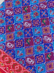 Red & Blue figure Design Patola Saree