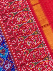 Red & Blue figure Design Patola Saree