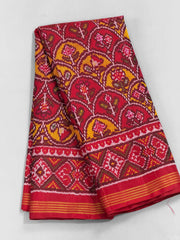 Designer Red & musterd design Patola Saree
