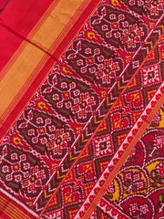 Designer Red & musterd design Patola Saree