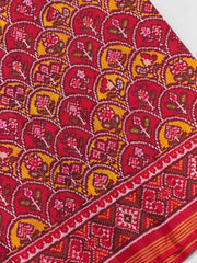 Designer Red & musterd design Patola Saree