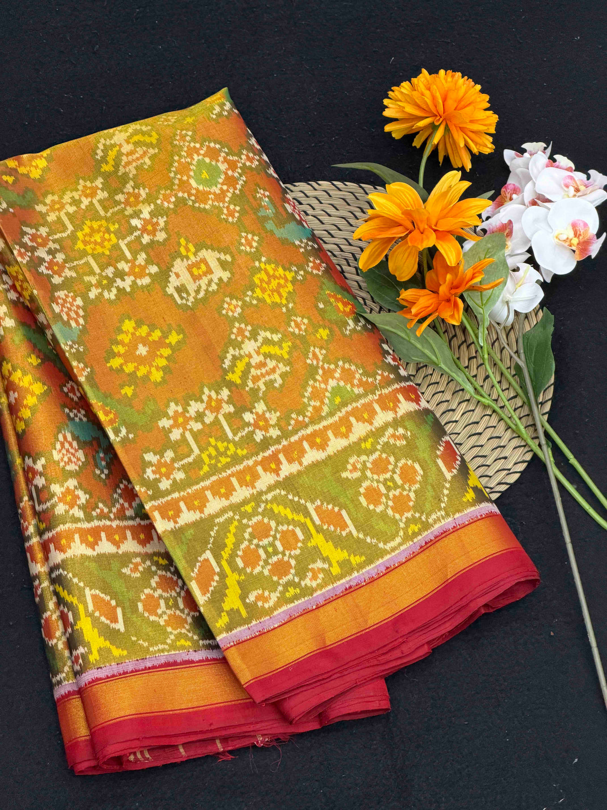 Maroon Golden Tissue Patola Saree