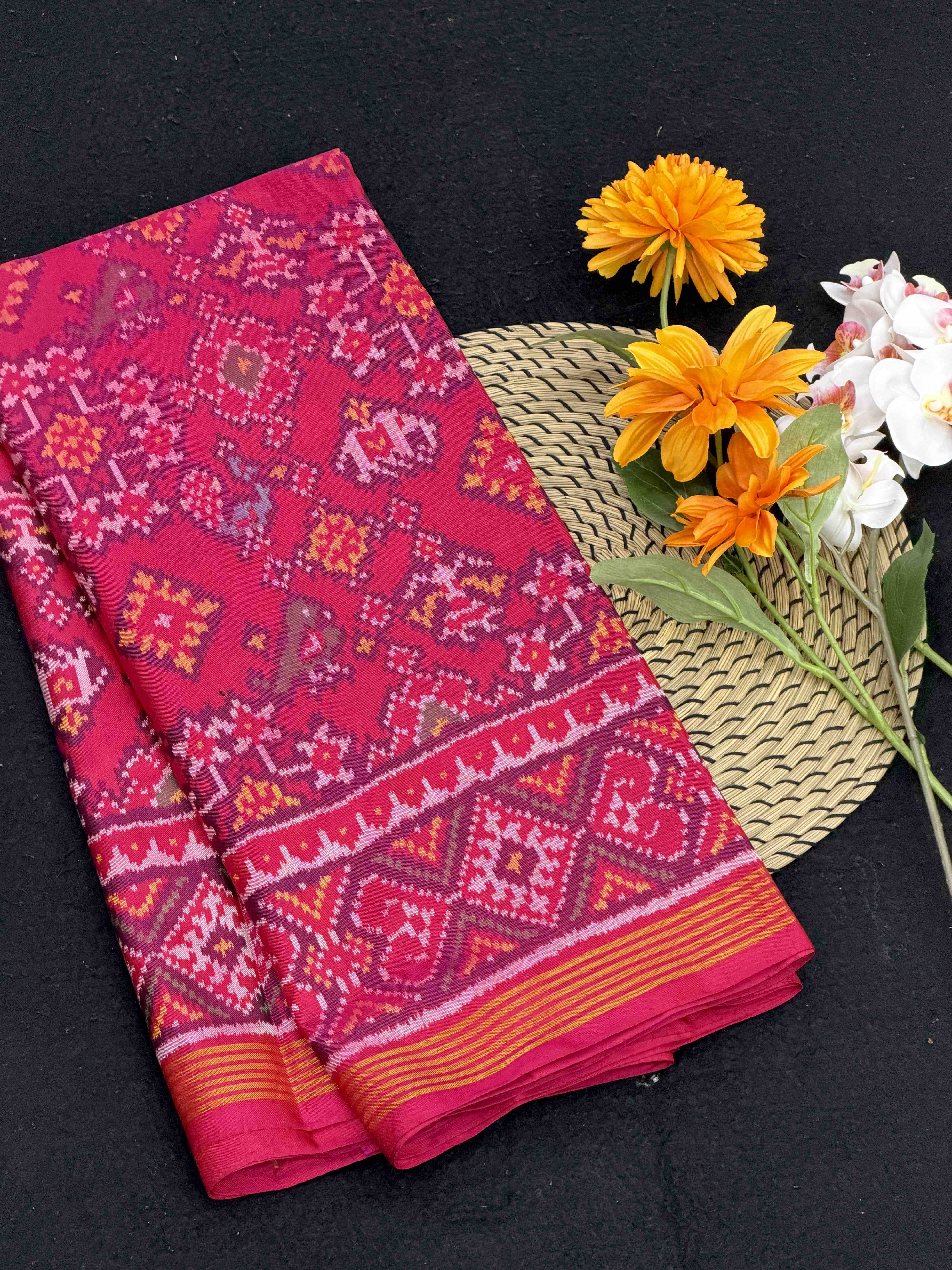 Pink Navratan Narikunj Design Patola Saree
