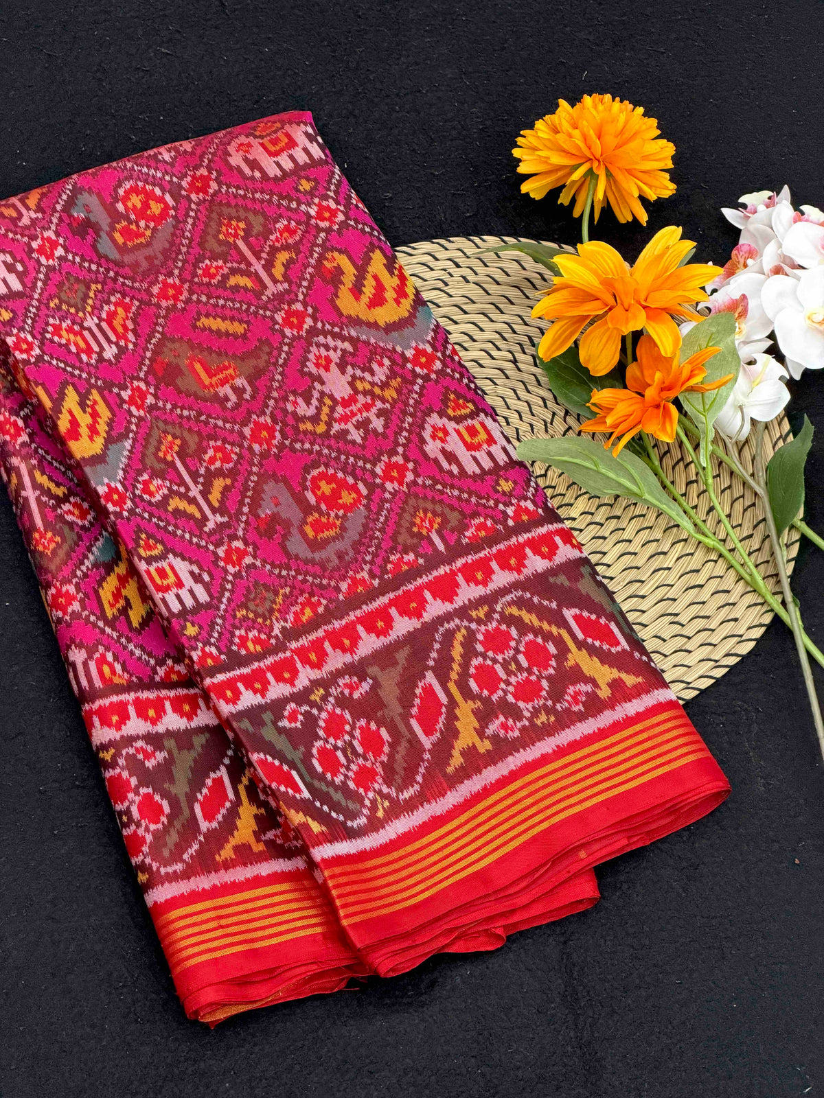 Red & Pink narikunj Patola Saree