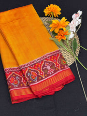 Red & Musterd plain Gala border patola saree