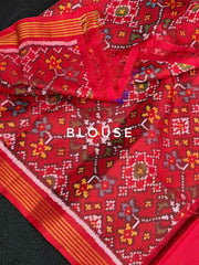 Red navratan pallu peacock blue plain body