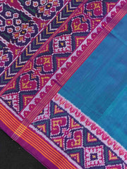 Purple & peacock Plain Gala Border Patola Saree Pure Silk