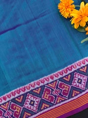 Purple & peacock Plain Gala Border Patola Saree Pure Silk