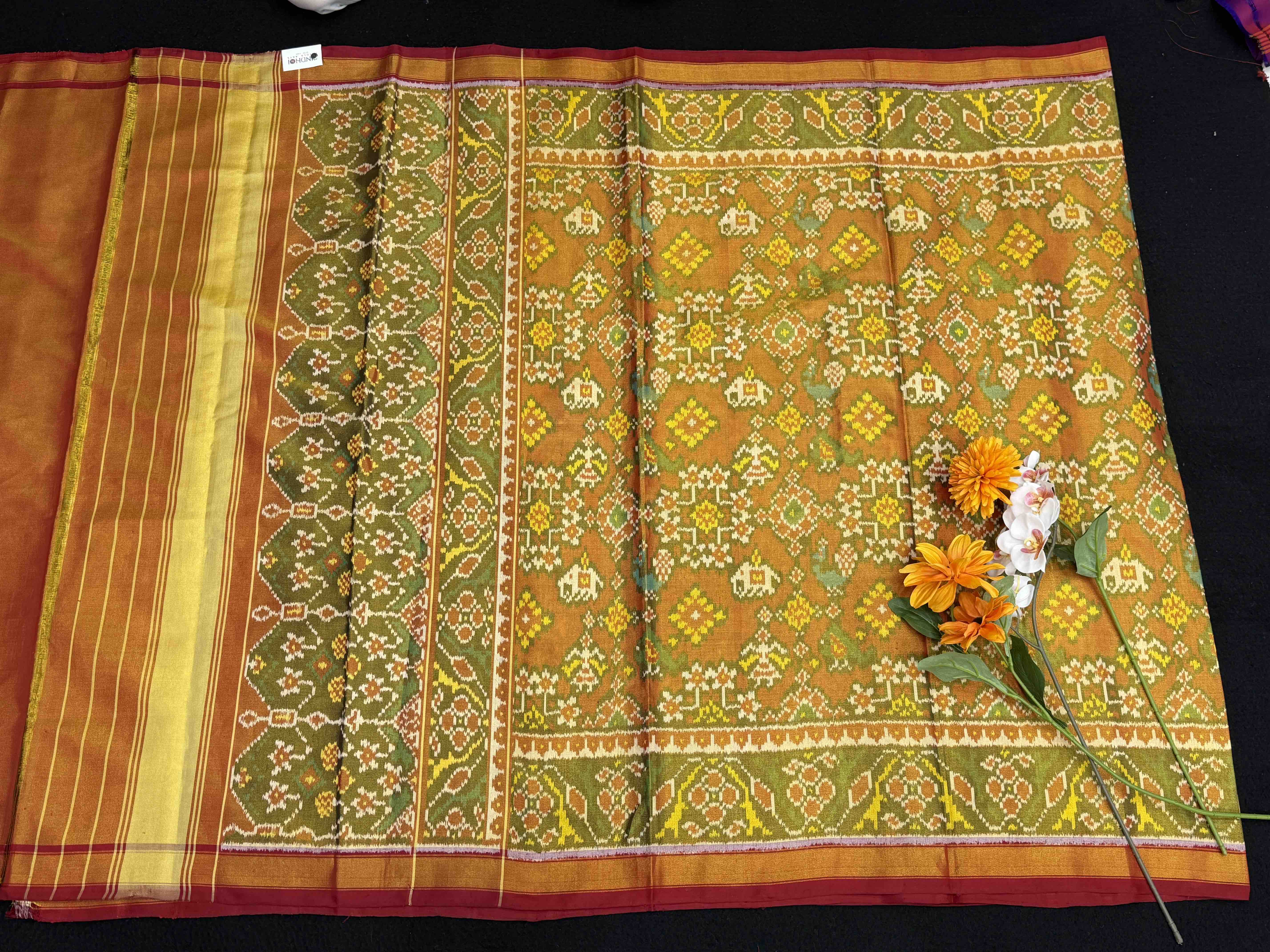 Maroon Golden Tissue Patola Saree