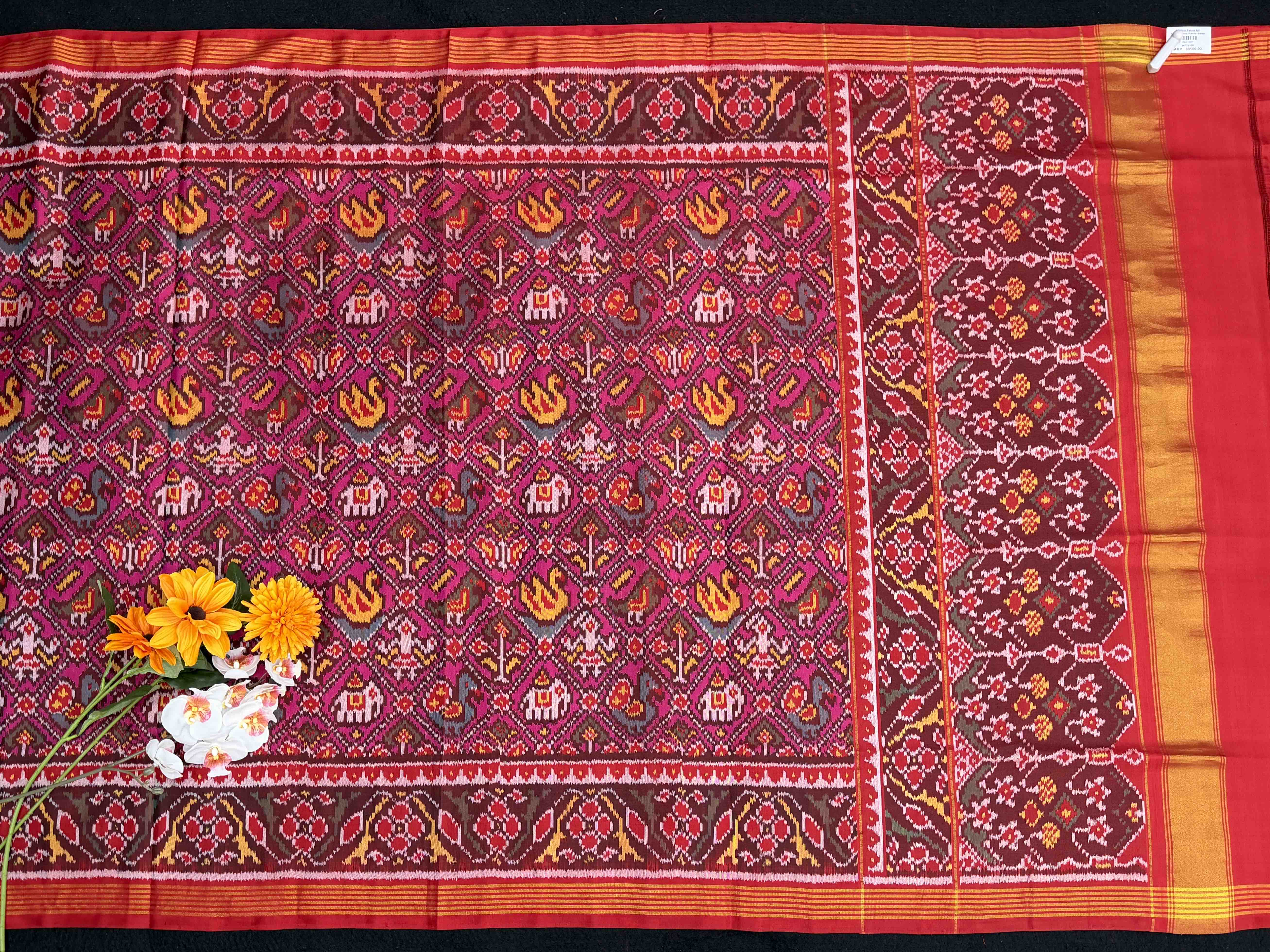 Red & Pink narikunj Patola Saree