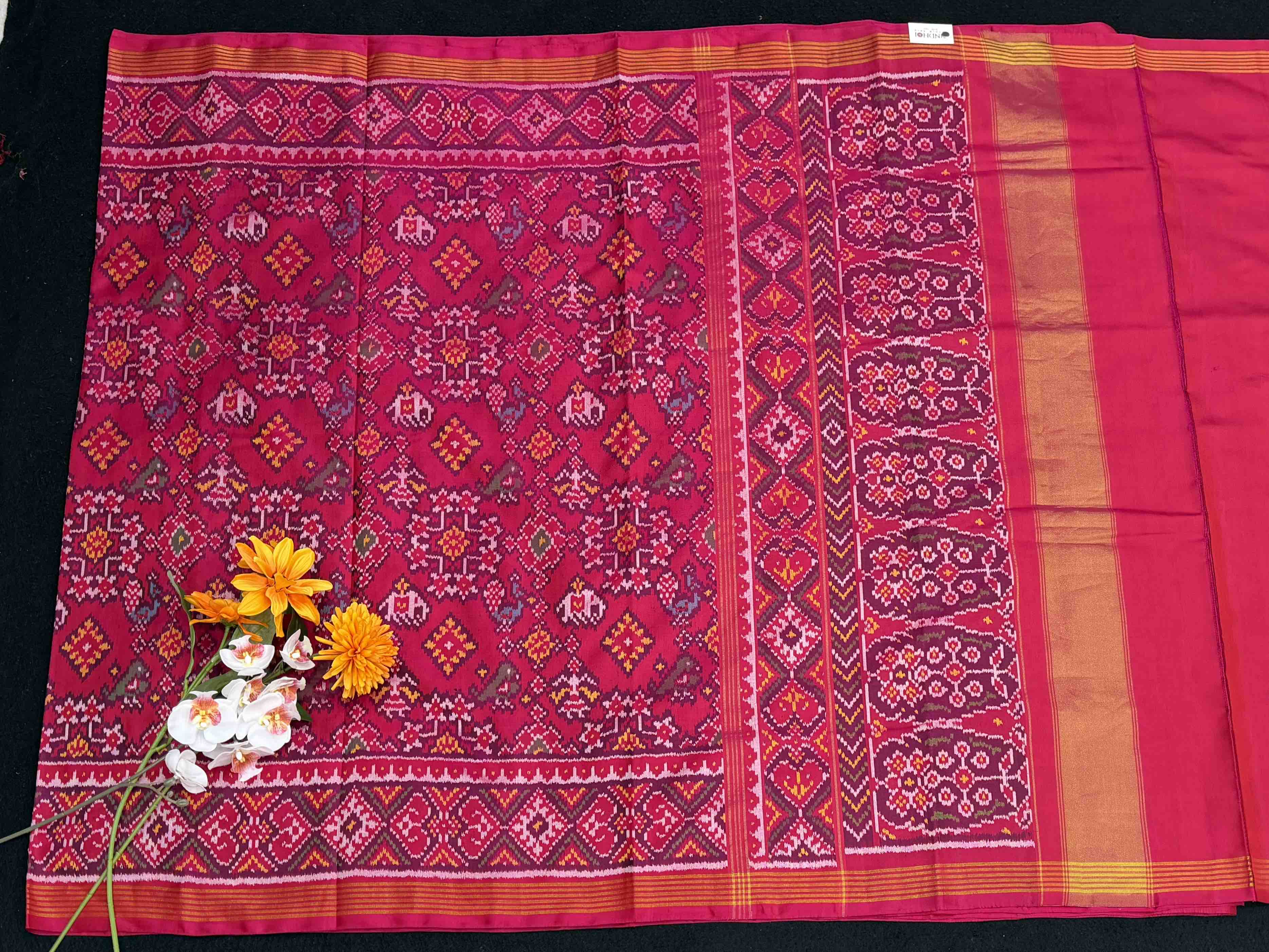 Pink Navratan Narikunj Design Patola Saree