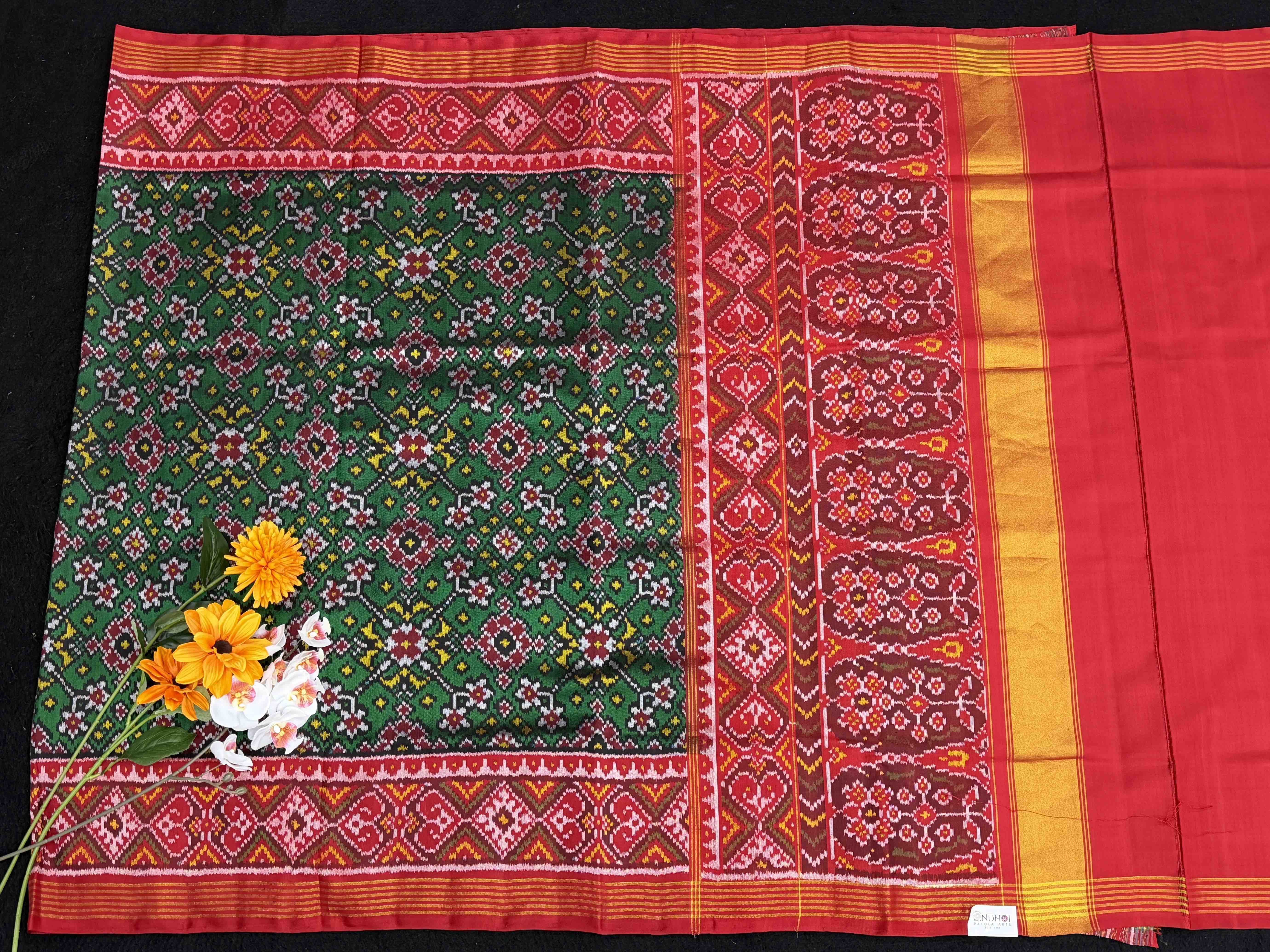 Red & Green Navaratan Patola Saree