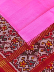Red & Light pink Plain Patola Saree