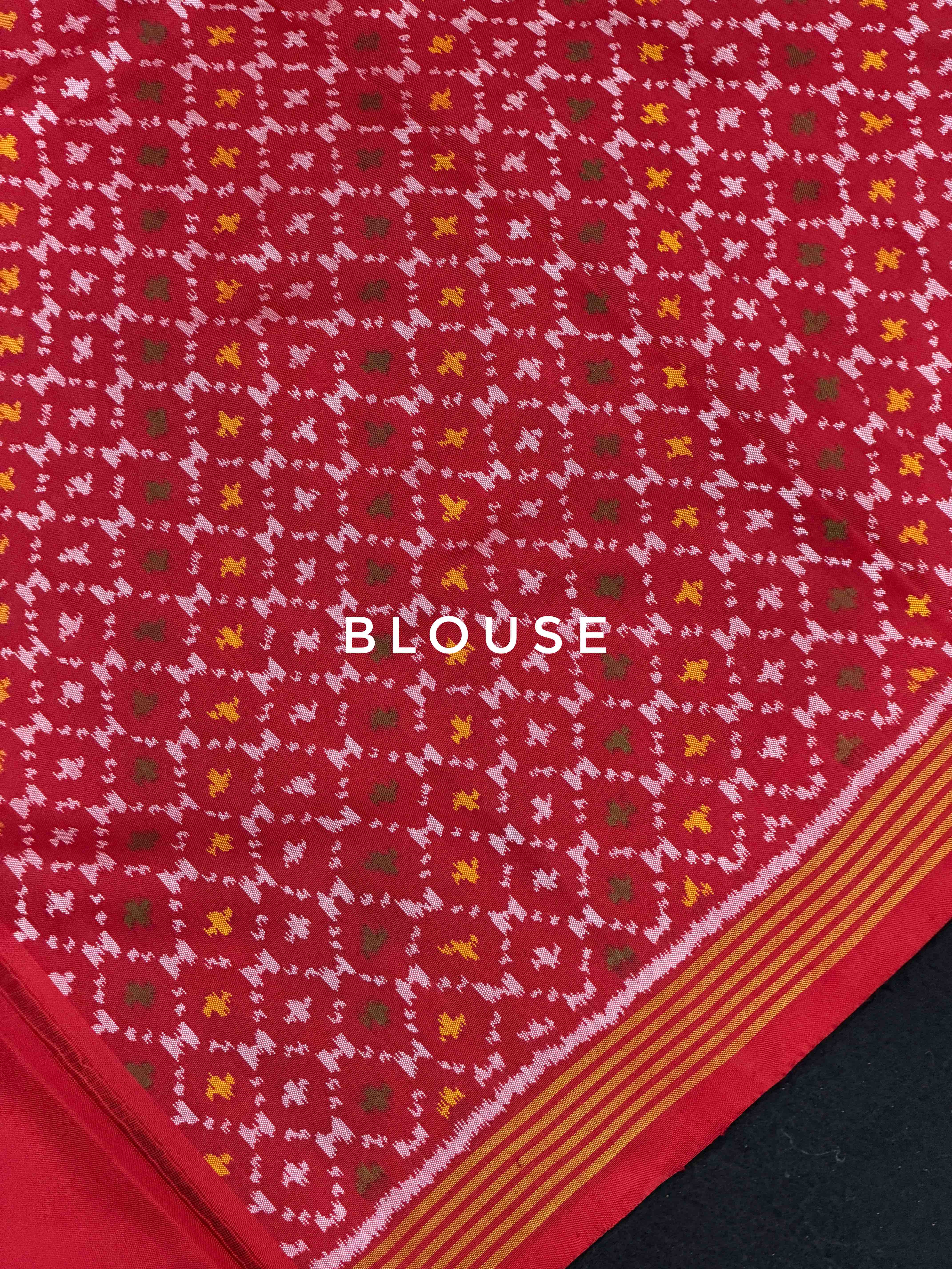 Red & Musterd plain Gala border patola saree