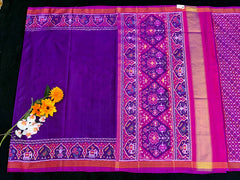 Pink & Purple Plain Gala Border Patola Saree