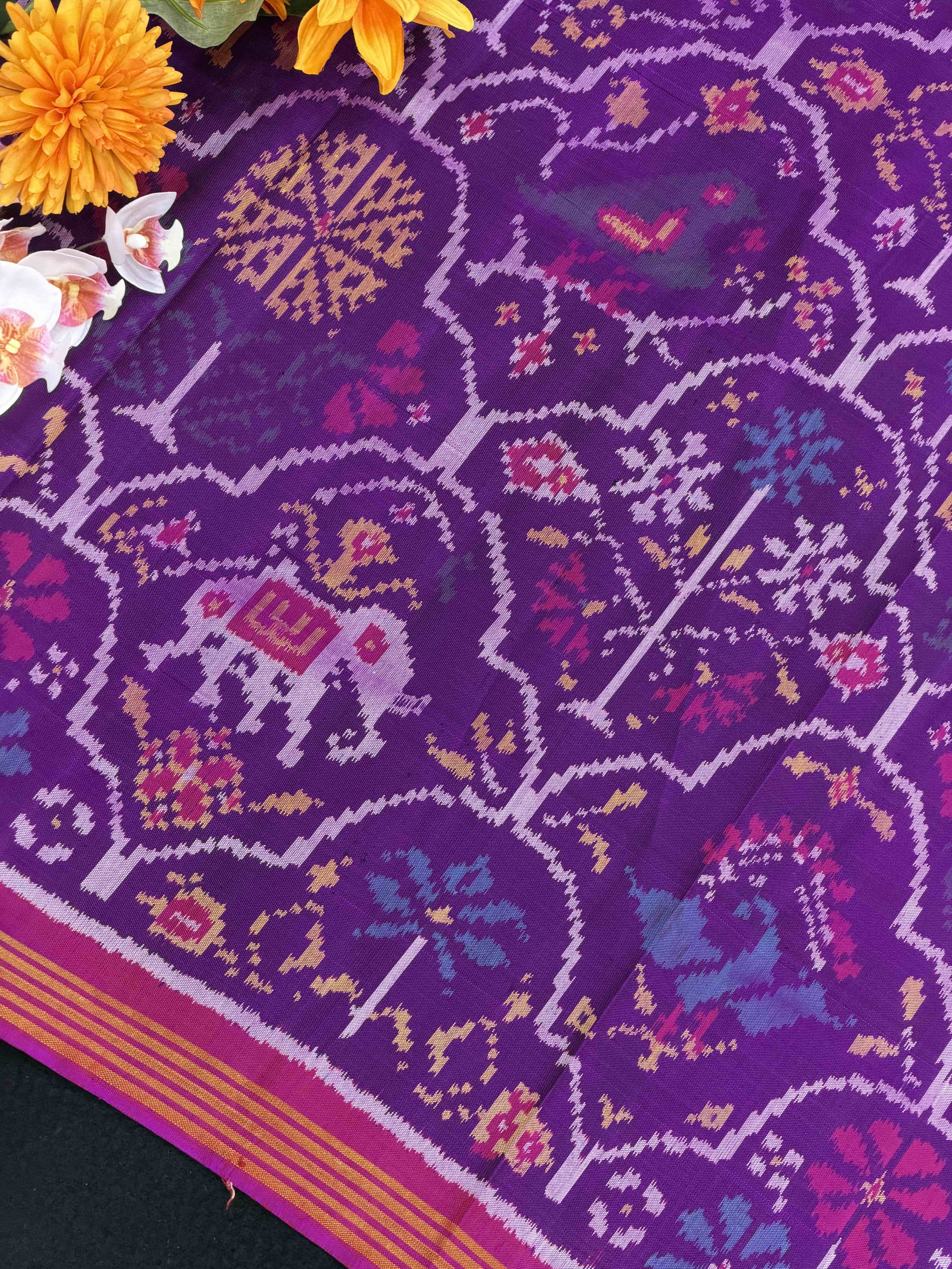 Purple pink figure design Patola Saree