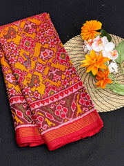 Maroon & Musterd Navaratan Narikunj Patola Sarees