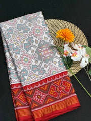 Red & white Navaratan Patola Saree