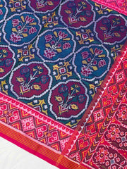 Pink & turquoise fancy floral Patola Saree