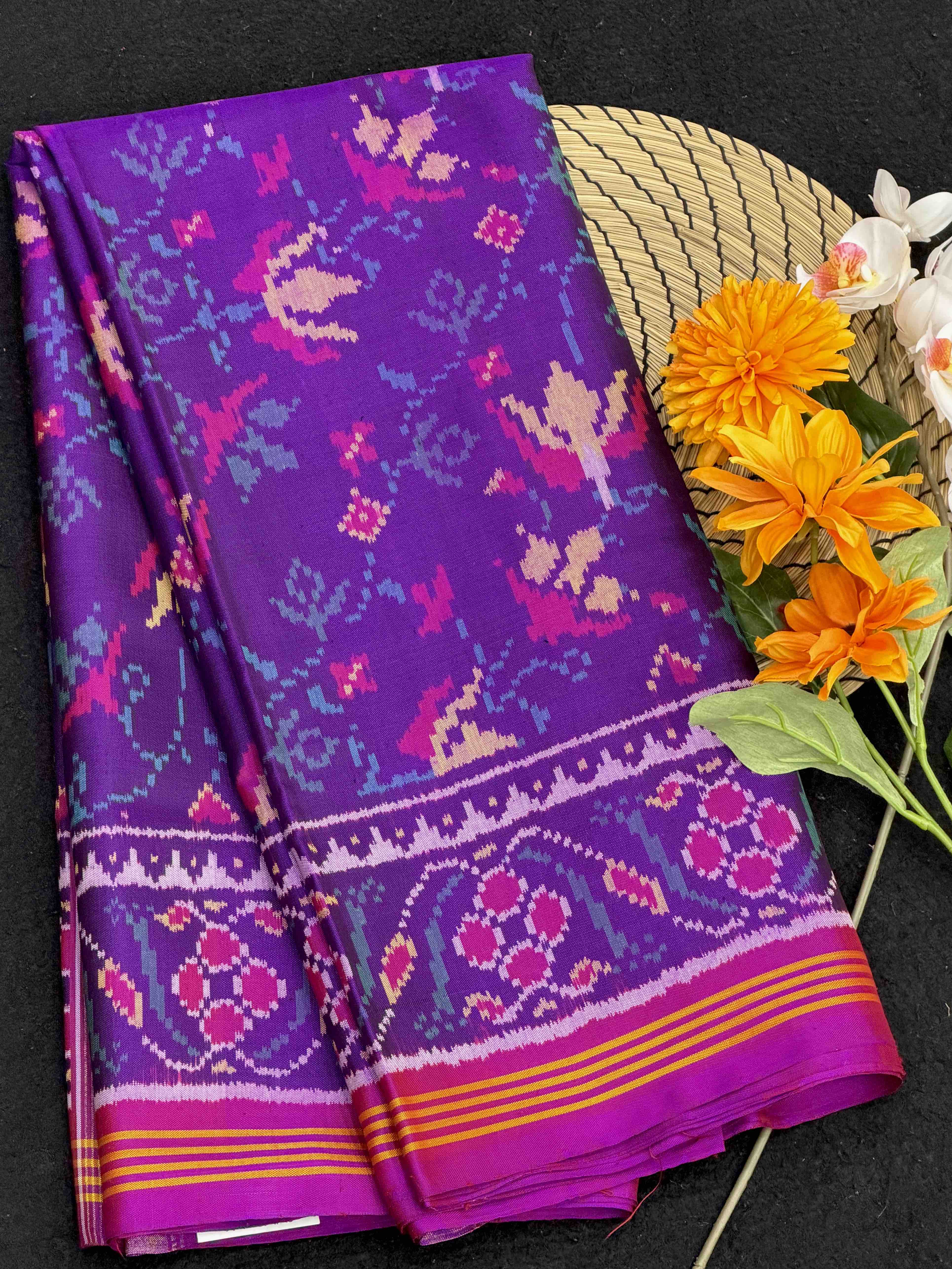 Magenta Purple floral Patola Saree