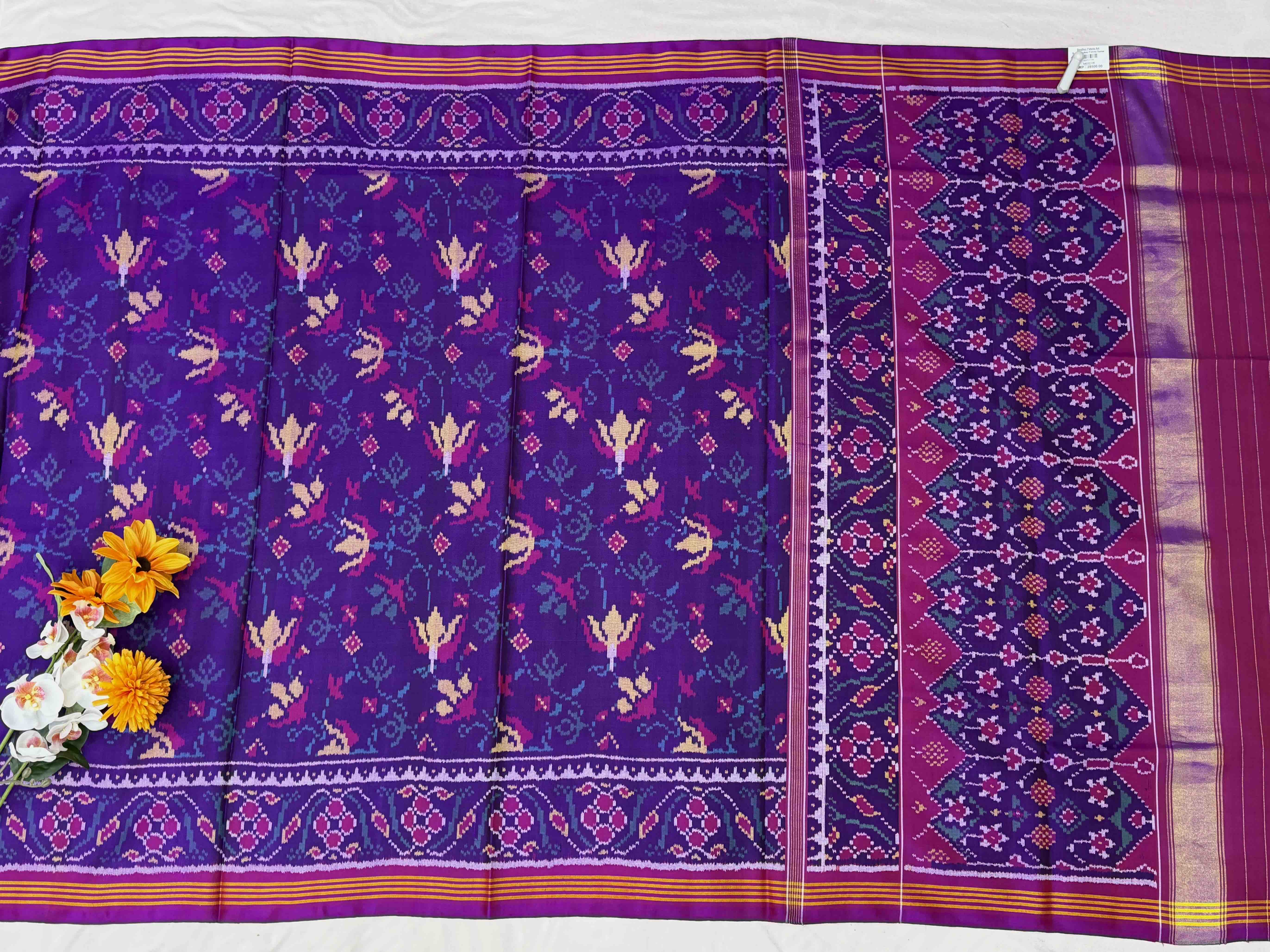 Magenta Purple floral Patola Saree