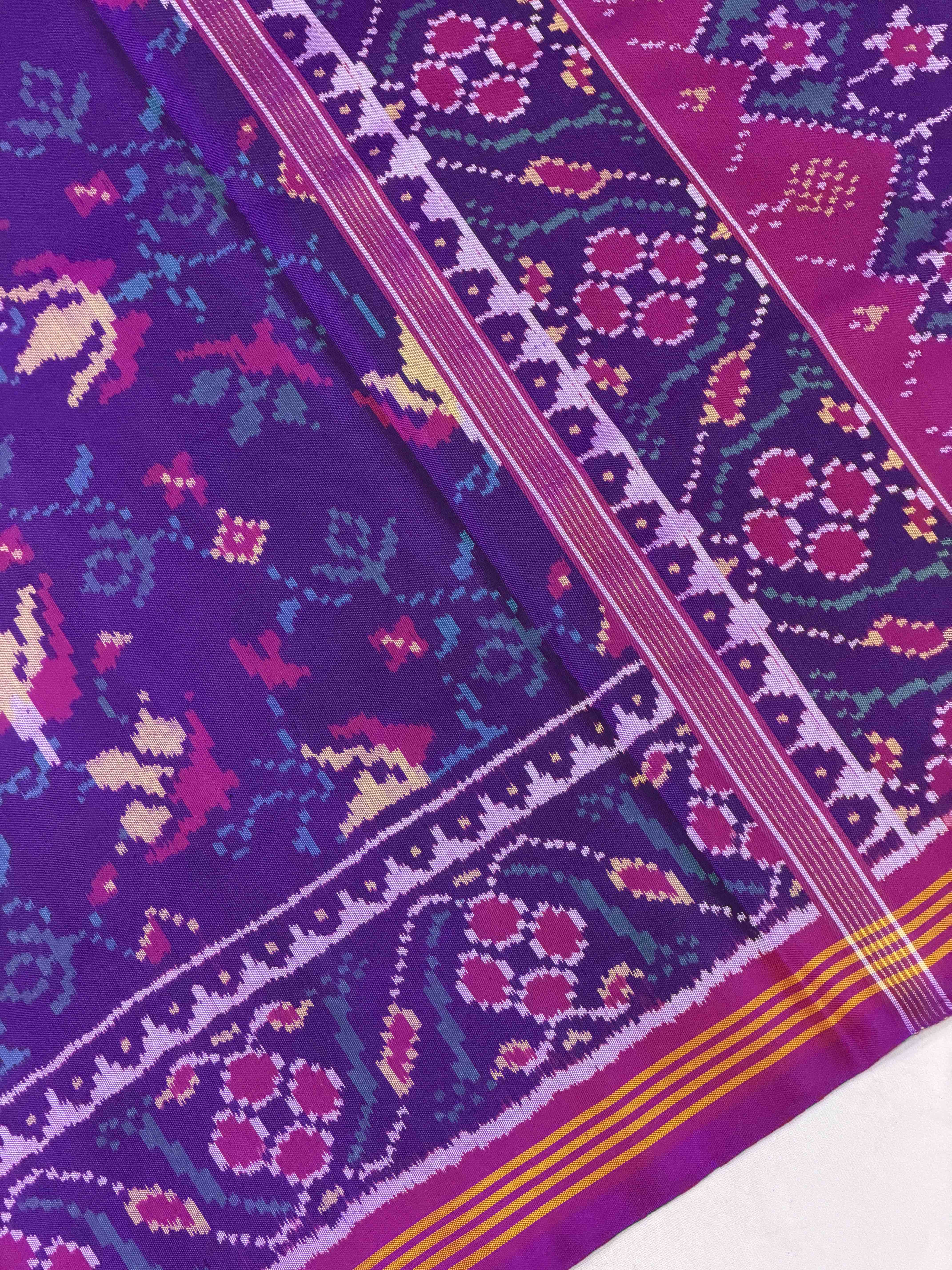 Magenta Purple floral Patola Saree