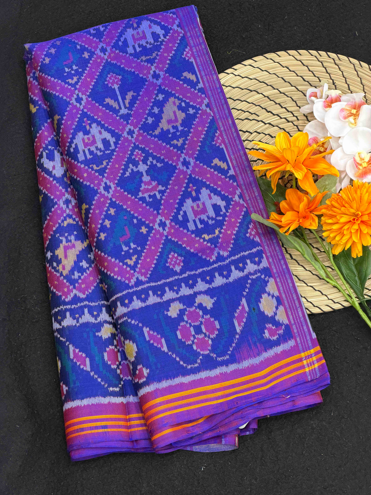 Purple Blue Small Narikunj Patola Saree