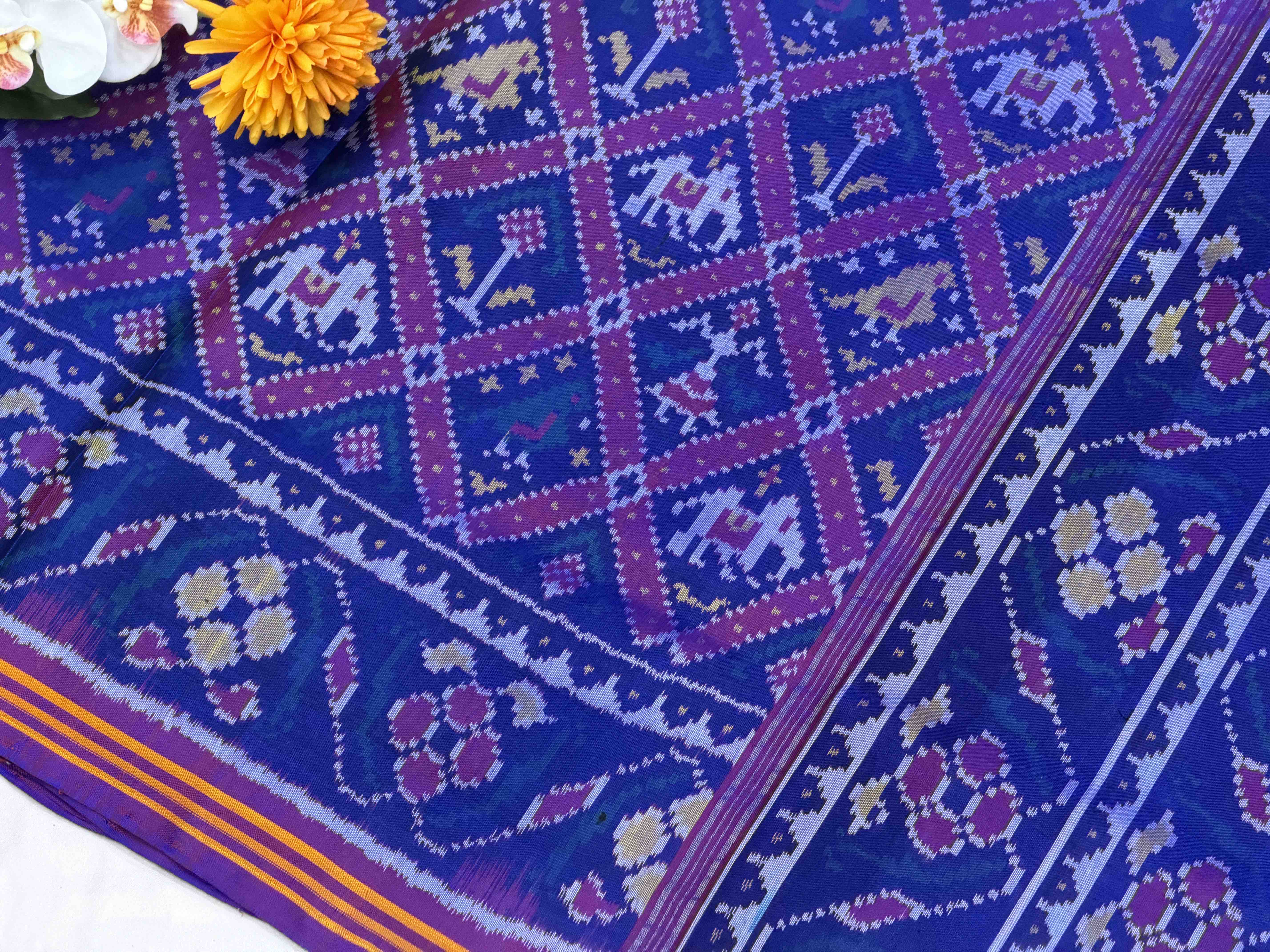 Purple Blue Small Narikunj Patola Saree