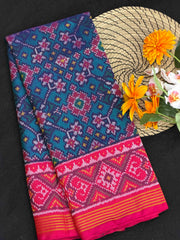 Pink & Turquoise Navaratan Patola Saree