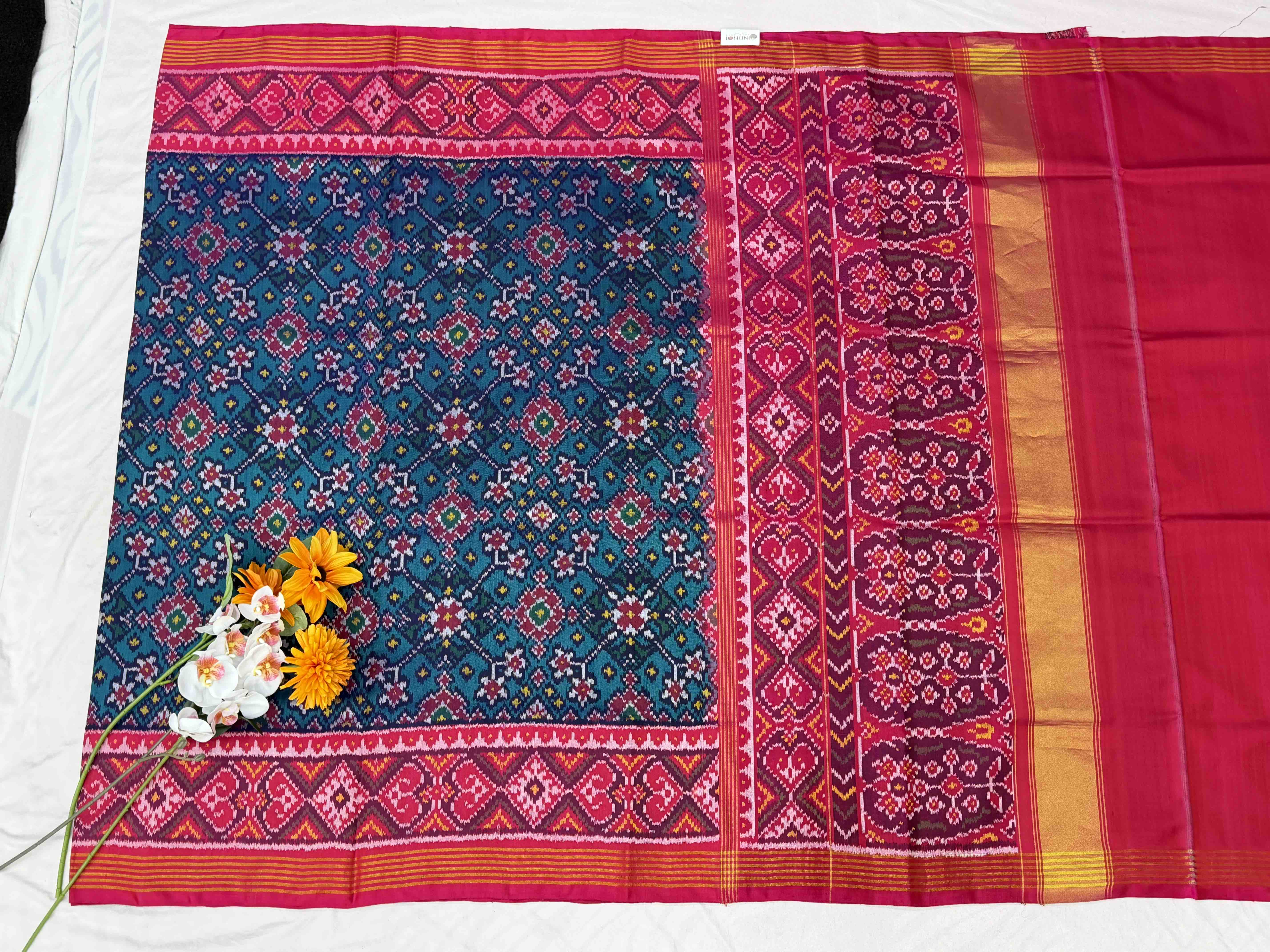 Pink & Turquoise Navaratan Patola Saree