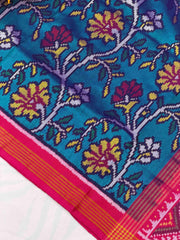 Pink & turquoise shaded Creeper Design Patola Saree