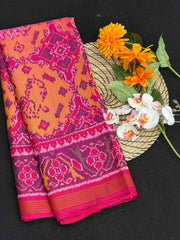 Chhabdi Figure Pink & musterd patola Saree