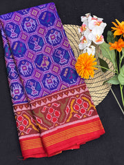 Red & Blue small Narikunj Patola Saree