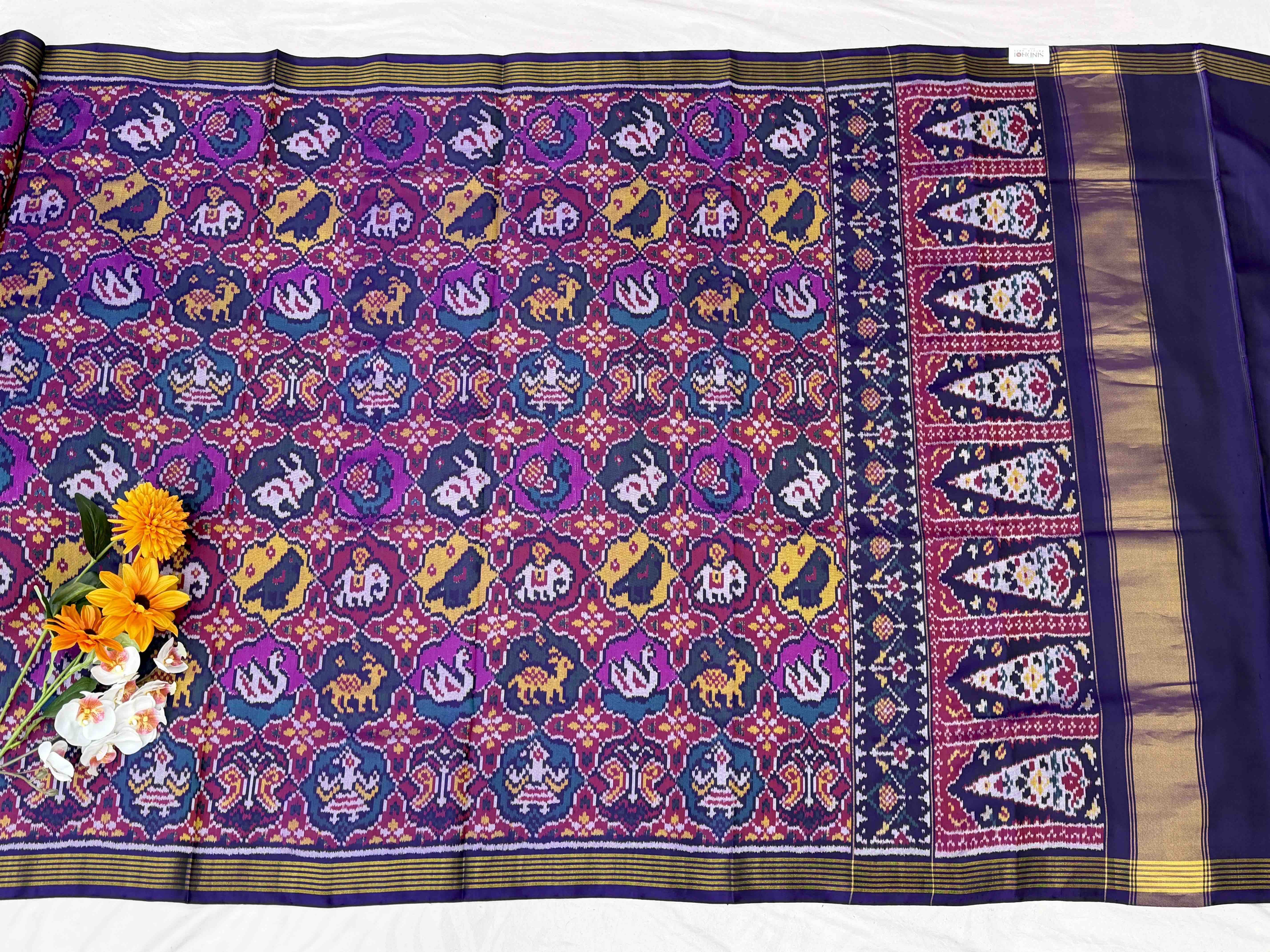 Purple Blue multi Figures Patola Saree