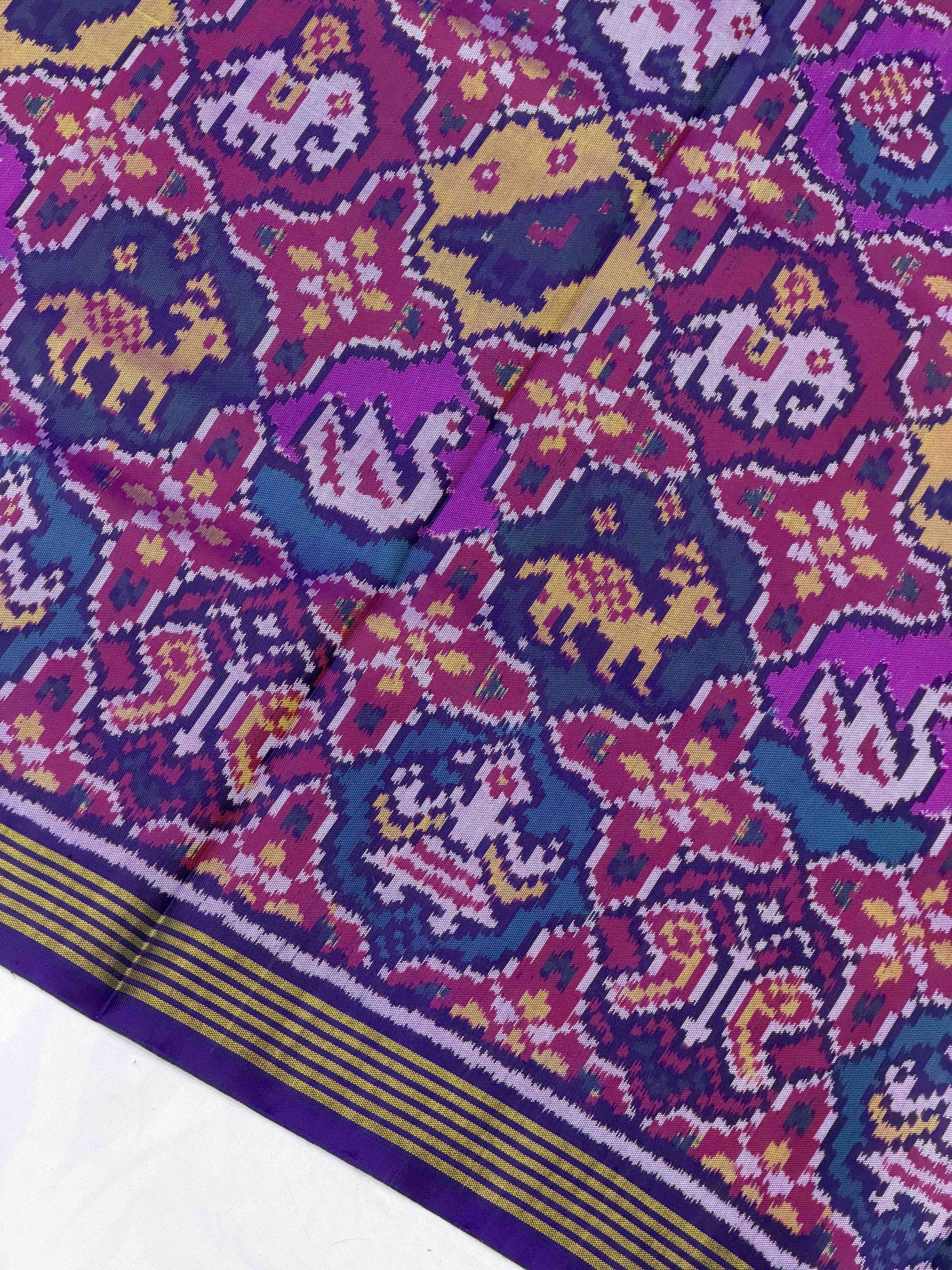 Purple Blue multi Figures Patola Saree