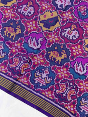 Purple Blue multi Figures Patola Saree