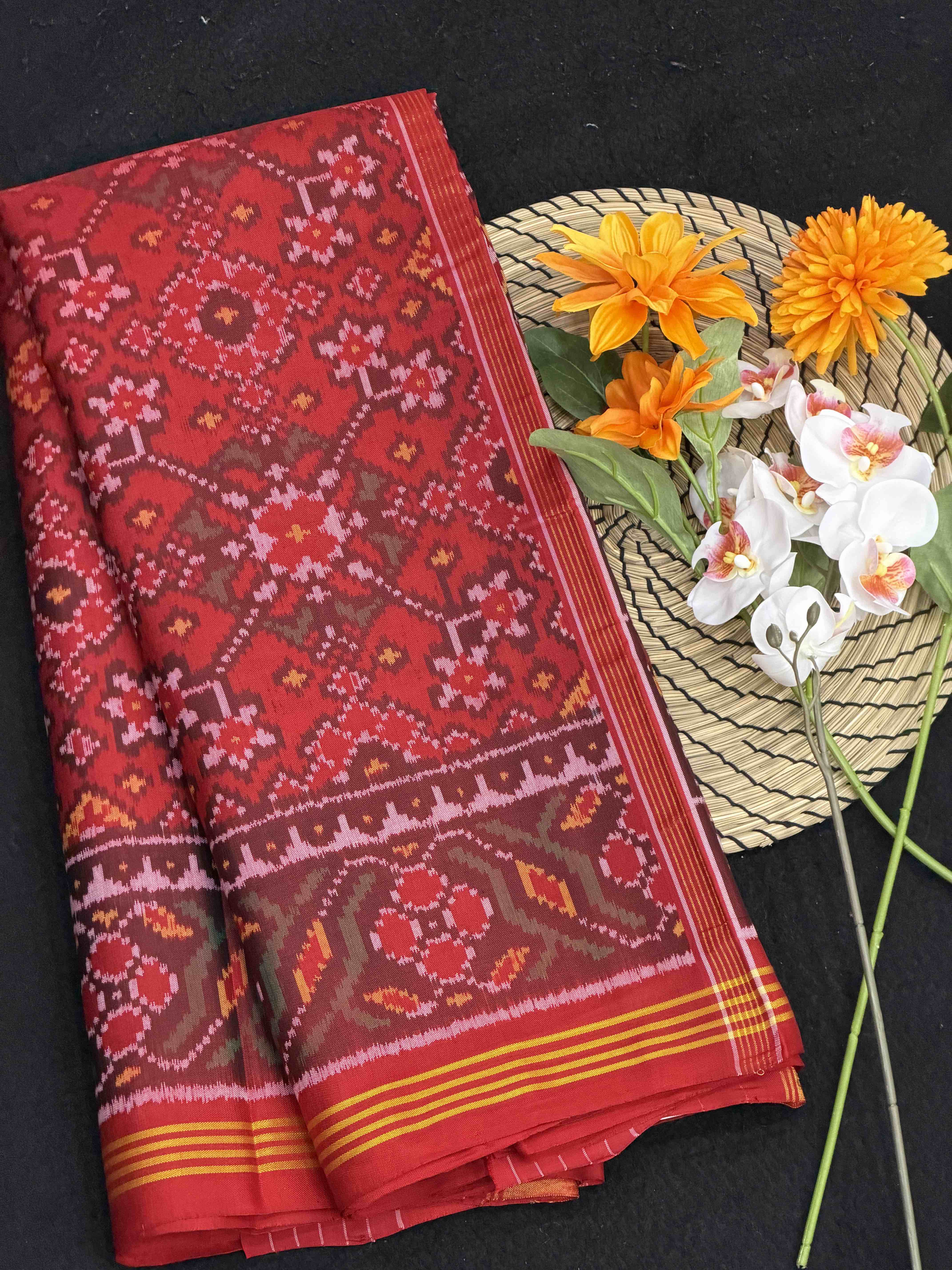 Full red navaratan Patola Saree