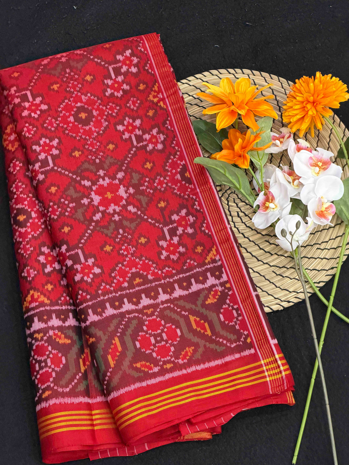 Full red navaratan Patola Saree