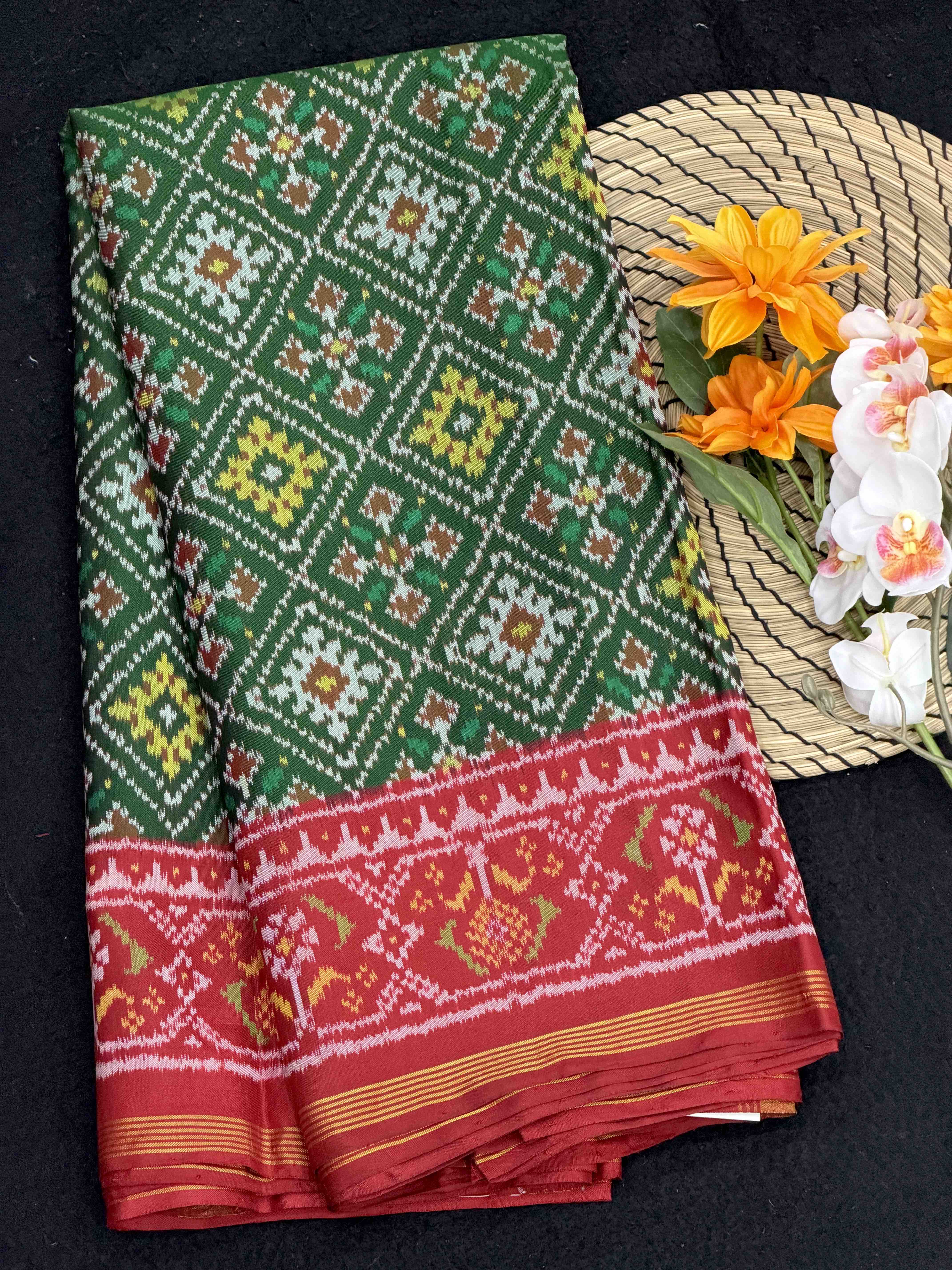 Red & Green Chandabhat Patola Saree