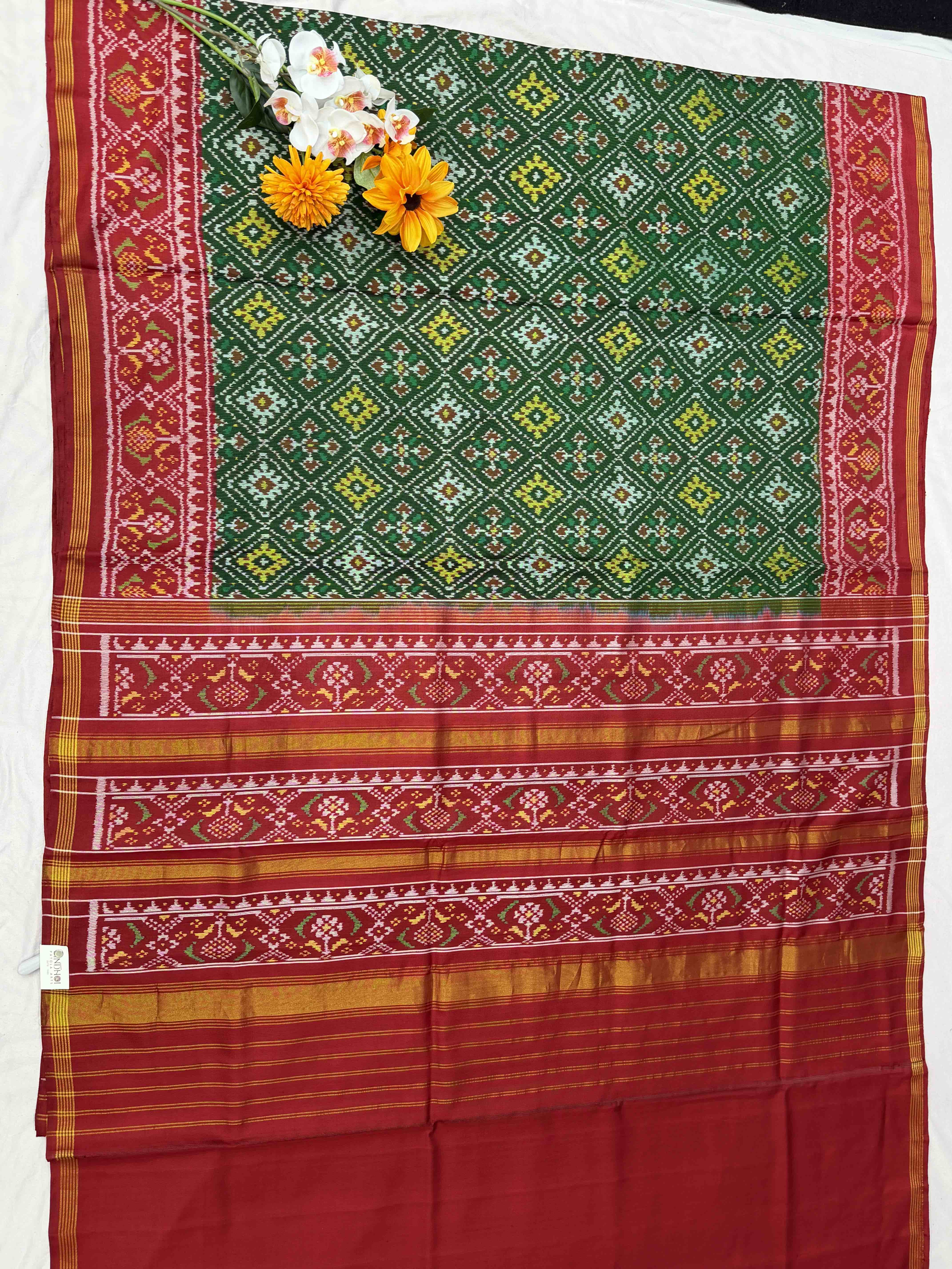 Red & Green Chandabhat Patola Saree