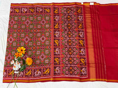 Red & Green Manekchawk Patola Saree