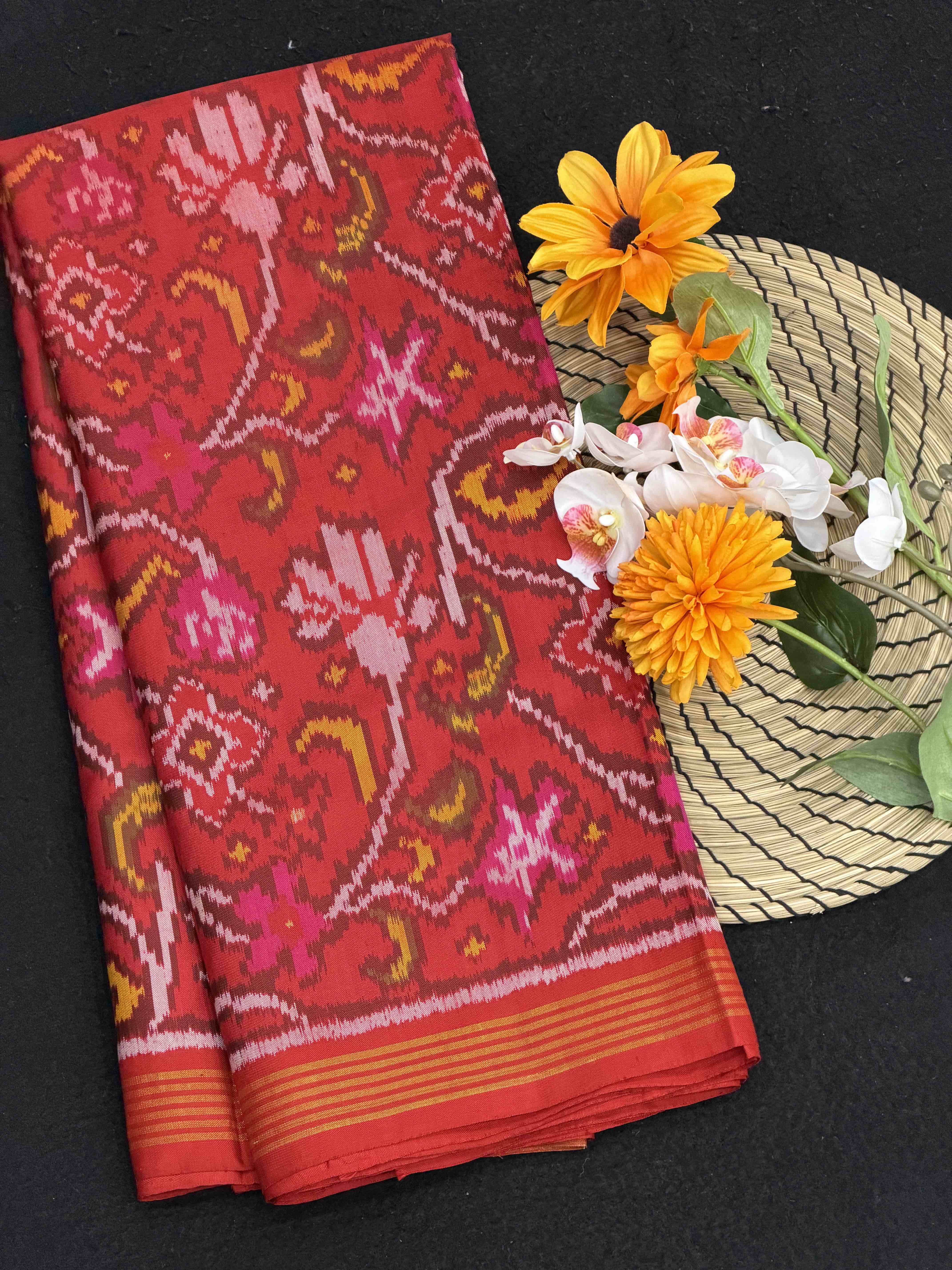 Red Creeper Design Patola Saree