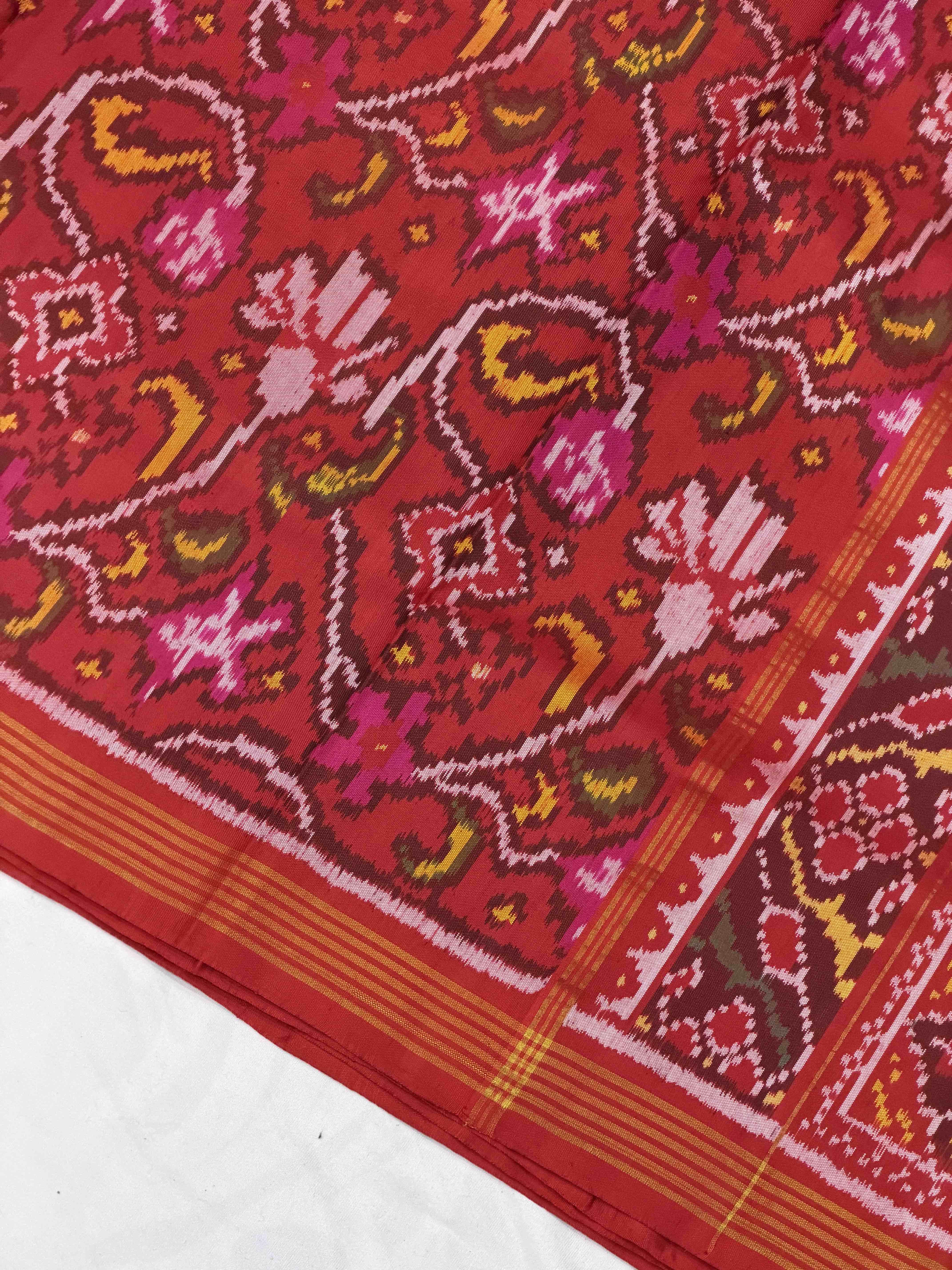 Red Creeper Design Patola Saree